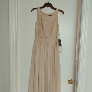 ADRIANNA PAPELL-Blush Sleeveless Bead Bodice Dress